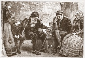Onder de lindebomen, illustratie uit De Geschiedenis van het Protestantisme door James Aitken Wylie, 1878 door English School
