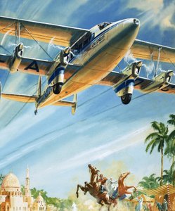 Ongeïdentificeerd dubbeldekker vliegtuig boven Noord-Afrika door English School