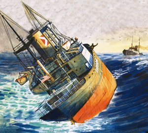 Onbekende boot in dreigend zinkgevaar door English School