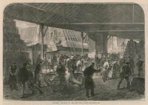 Het lossen van theeschepen in de East India Docks door English School