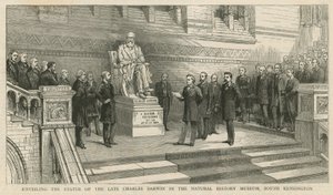 Onthulling van het standbeeld van wijlen Charles Darwin in het Natuurhistorisch Museum, South Kensington door English School