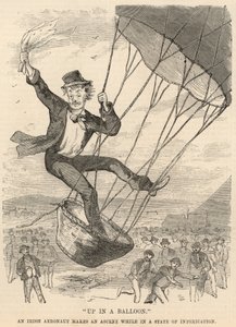 In een luchtballon; Een Ierse luchtvaarder stijgt op in een staat van dronkenschap