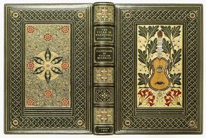 Boven- en onderomslagen, met gitaar- en bloemmotieven, 1843 door English School