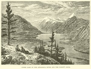 Bovenmeer van de Athabasca Rivier en de priestersrots door English School