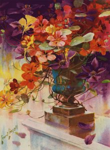 Urn gevuld met bloemen door English School