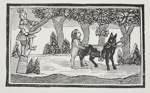 Valentijn en Orson, illustratie uit Chap-books van de Achttiende Eeuw door John Ashton, uitgegeven 1882