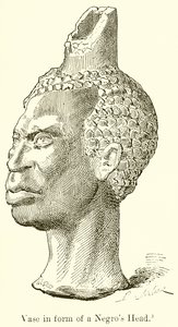 Vaas in de vorm van een negerkop (gravure)