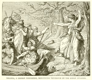 Velleda, een Germaanse profetes, die wraak aankondigt op de Romeinse indringers door English School