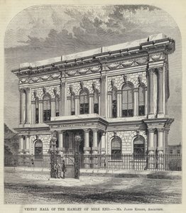 Vestry Hall van het Gehucht Mile End (gravure)
