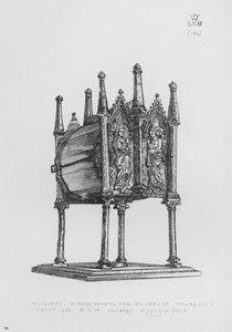 Victoria en Albert Museum: Relikwie, in bergkristal en verguld zilver, Italiaans, circa 1350