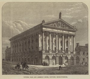 Victoria Hall en Vergaderzalen, Newport, Monmouthshire (gravure) door English School