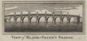 Uitzicht op Blackfriars Bridge, Londen (gravure)