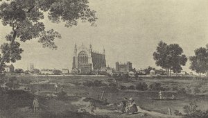 Gezicht op Eton College, ca. 1747 (gravure)
