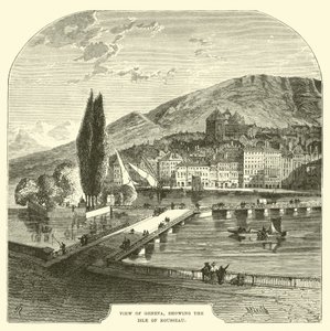 Uitzicht op Genève, met het eiland Rousseau door English School