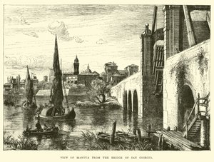 Uitzicht op Mantua vanaf de brug van San Giorgio door English School