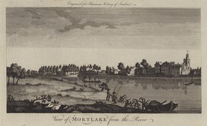 Uitzicht op Mortlake vanaf de rivier de Theems