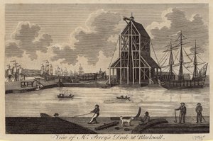 Uitzicht op de scheepswerf van Mr. Perry in Blackwell