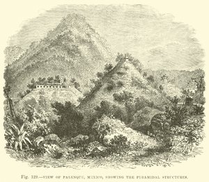 Uitzicht op Palenque, Mexico, met de piramidale structuren