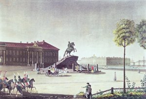 Uitzicht op het Sint-Pietersplein en de Senaat van Sint-Petersburg, uitgegeven door Boyer, Londen 1815 door English School