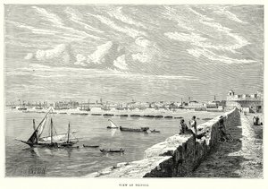 Gezicht op Tripoli (gravure) door English School