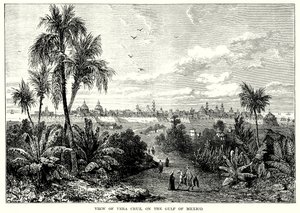 Gezicht op Vera Cruz, aan de Golf van Mexico (gravure) door English School