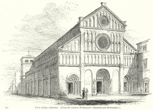 Gezicht op de kathedraal van Zara (gravure)