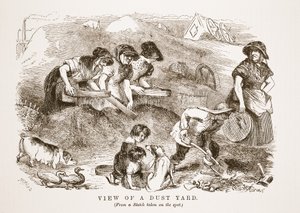 Uitzicht op een Stofwerf, illustratie uit London Labour and London Poor door Henry Mayhew, pub. 1862