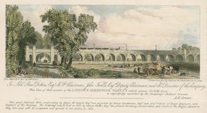 Zicht op een deel van het London en Greenwich Viaduct, waar het Corbetts Lane kruist, Londen door English School