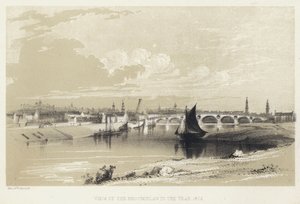 Uitzicht op de Broomielaw in het jaar 1802 (gravure) door English School
