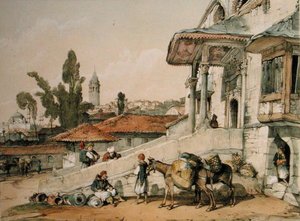 Uitzicht op het district Galata, begin 1800 door English School