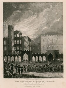 Uitzicht op de Huizen van Lords en Commons, vernietigd door brand op 16 oktober 1834