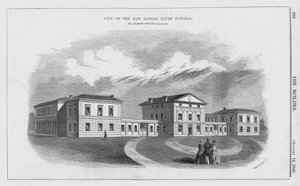 Uitzicht op het Nieuwe London Fever Hospital door English School