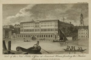 Uitzicht op de Nieuwe Openbare Kantoren bij Somerset House, aan de Theems door English School