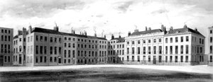 Uitzicht op de noord- en oostzijde van Soho Square, 1854 door English School