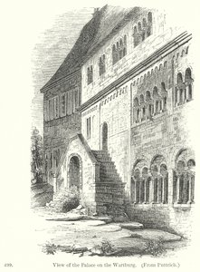 Gezicht op het paleis op de Wartburg (gravure) door English School