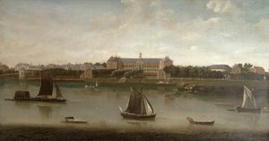 Uitzicht op het Royal Hospital en de Rotunda vanaf de zuidelijke oever van de Theems door English School