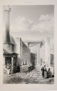 Uitzicht op de Tempel van Augustus, pub. 1863 lithografie door English School