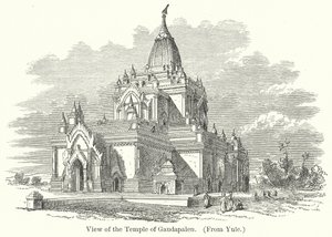 Gezicht op de Tempel van Gaudapalen (gravure)