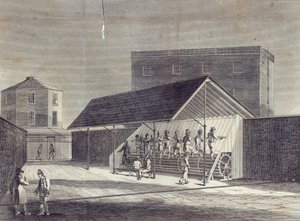 Uitzicht op de Loopband voor het Werk van Gevangenen, opgericht in het Huis van Correctie in Brixton, gepubliceerd door Gent. Mag., juli 1822