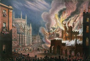 Uitzicht op de vernietiging van beide Huizen van het Parlement, 16 oktober 1834