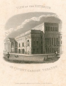 Uitzicht op de buitenkant van het Covent Garden Theatre, Londen