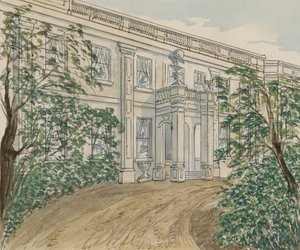 Uitzicht op het huis op nr.2 Palace Green, Kensington, waar Thackery stierf