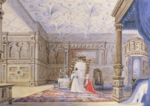 Uitzicht op de ingelegde kamer, Sizergh Castle, Cumbria, c.1840 door English School
