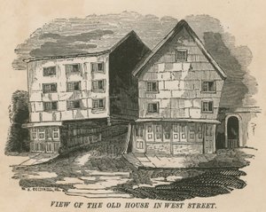 Uitzicht op het oude huis in West Street, Londen, voorheen de Red Lion Inn, Chick Lane, ooit de residentie van Jonathan Wild