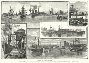 Uitzichten in Leith Docks (gravure)