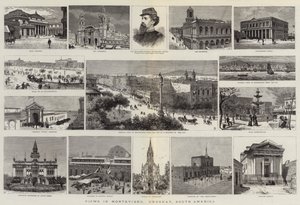 Uitzichten in Montevideo, Uruguay, Zuid-Amerika (gravure) door English School