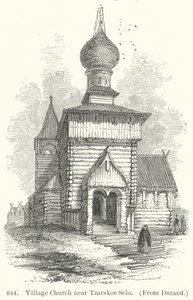 Dorpskerk bij Tzarskoe Selo (gravure) door English School