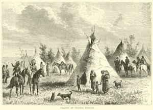 Dorp van prairie-indianen door English School