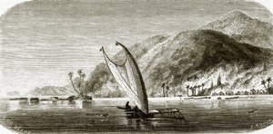 Dorp Vanu, eiland Vanikoro door English School