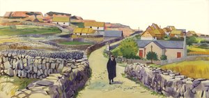 Dorp op het eiland Arran door English School